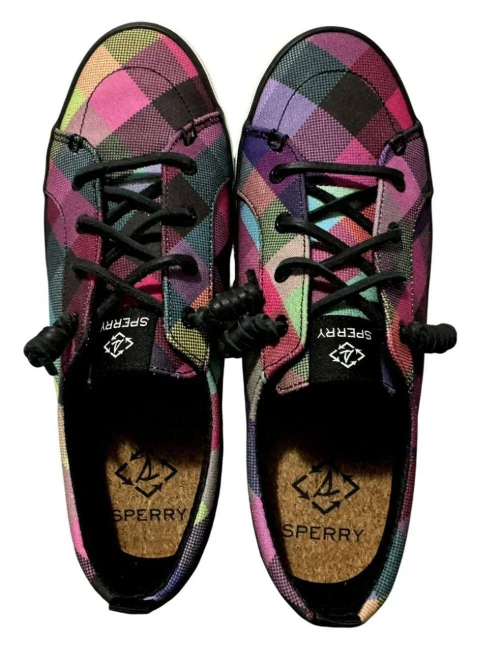 Sperry Women's Slip-On Crest Vibe Gingham Sneaker Sz 9 Multicolor Plaid Preppy - Picture 8 of 11